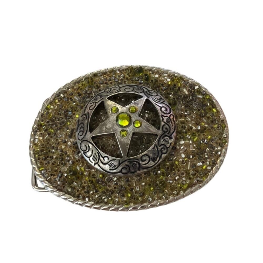 Montana Silversmiths Western Belt Buckle Glitter Resin Rhinestone Star *flaw*
